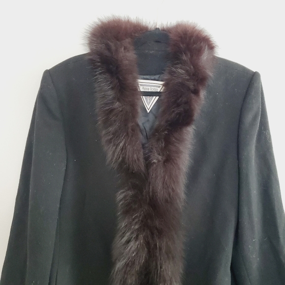 Vintage Marvin Richards Tuxedo Coat Fox Fur Trim - Picture 3 of 14